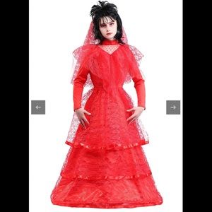Girl's Gothic Red Wedding Dress Costume